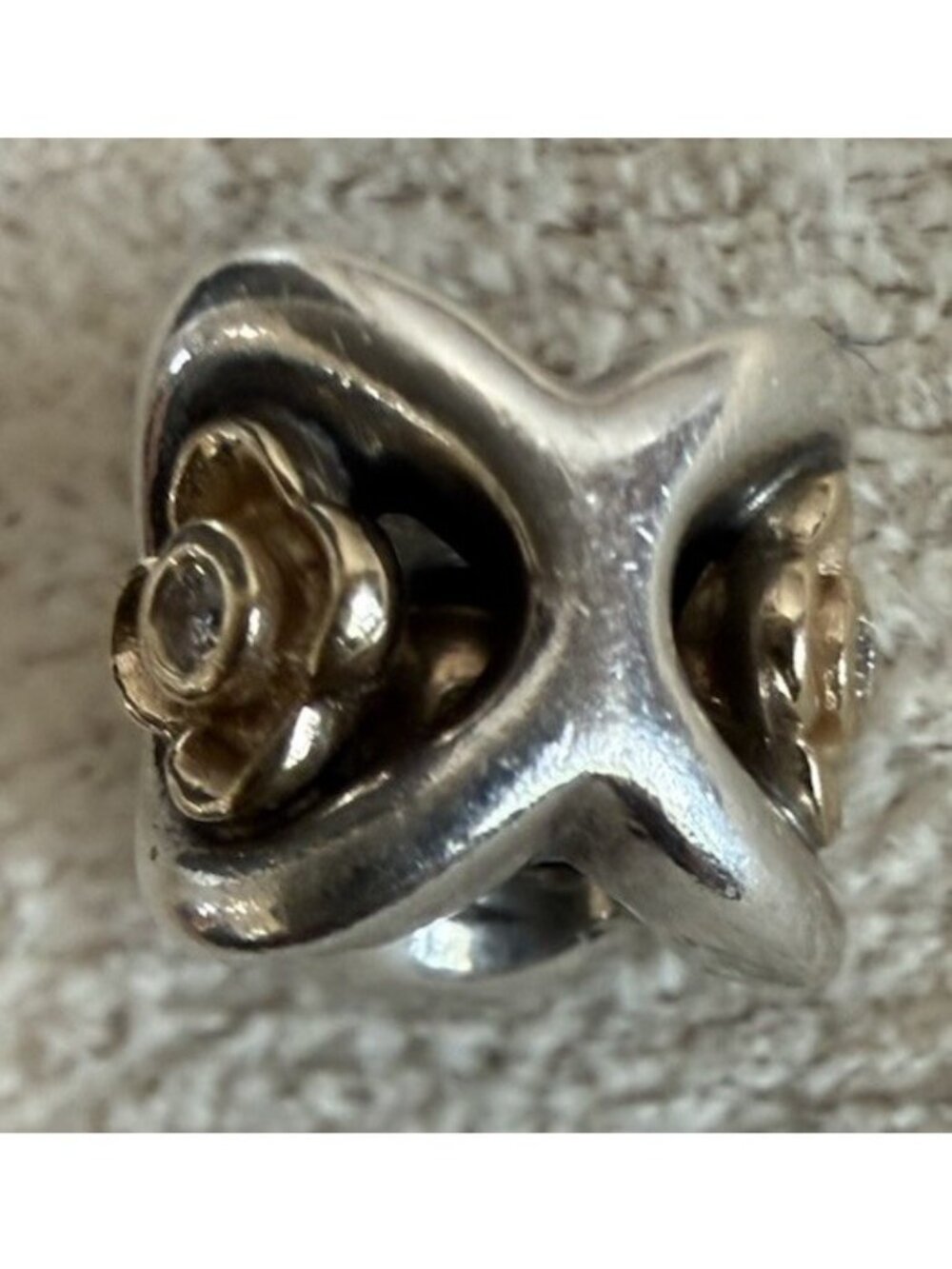 RARE Retired Pandora 14k Gold & Sterling Silver  Peridot Diamond Charm #790318D - Picture 3 of 10